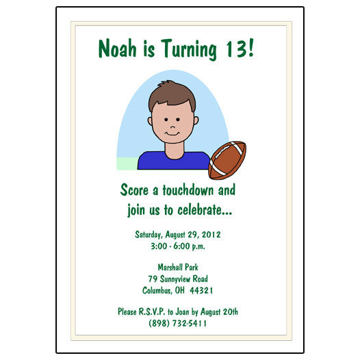 Football Boy Birthday Party Invitation