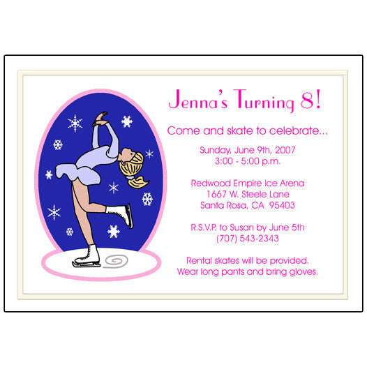 Ice Skating Birthday Party Invitation - Layback Skater