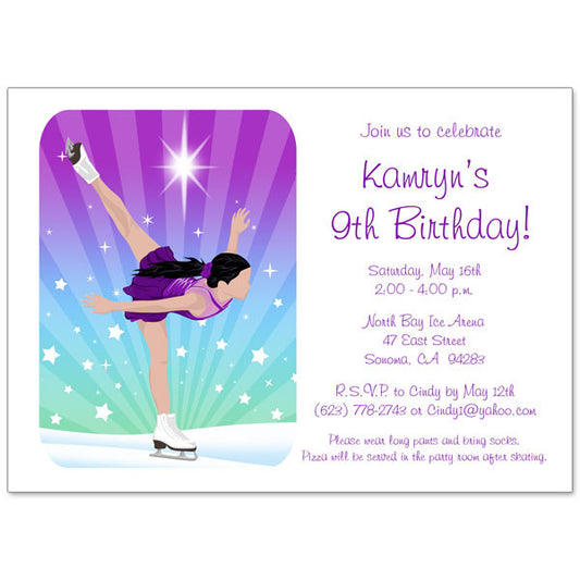 Ice Skating Dreams Birthday Party Invitation