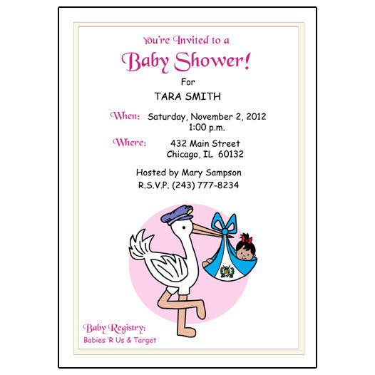 Adoption Stork Shower Invitation - North, Central & South America