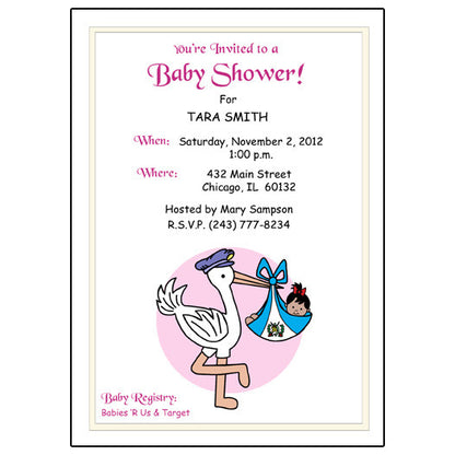 Adoption Stork Shower Invitation - North, Central & South America