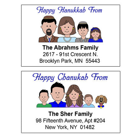 Cartoon Family Hanukkah Address Labels