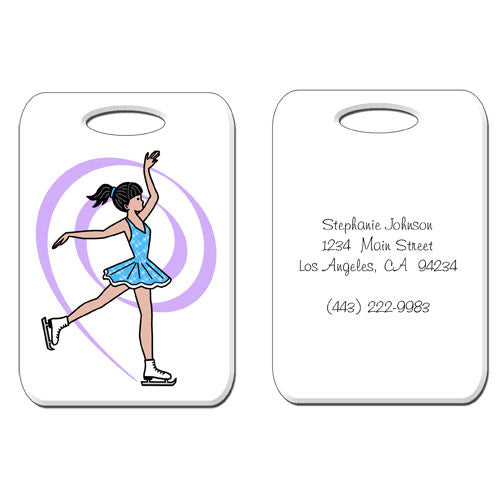 Ice Skating Bag Tag - Dainty Swirl Skater