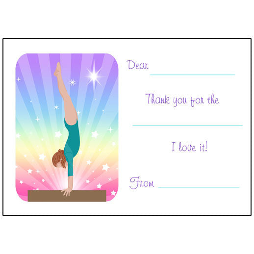 Gymnastics Dreams Fill in the Blank Thank You Notes - Beam