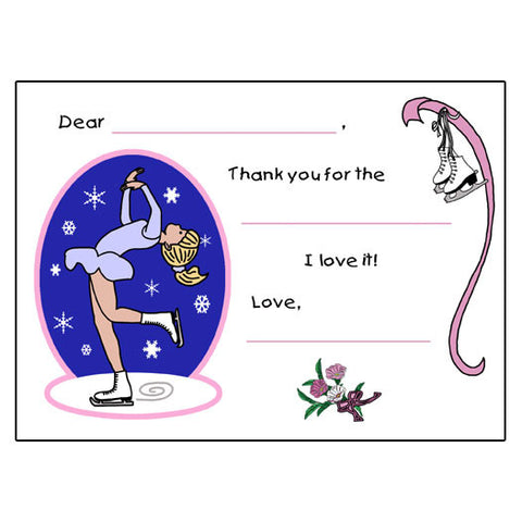Skate With Me 4x6 Thank You Note Cards INSTANT DOWNLOAD 