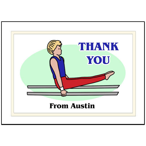 Gymnastics Thank You Note Cards - Boy