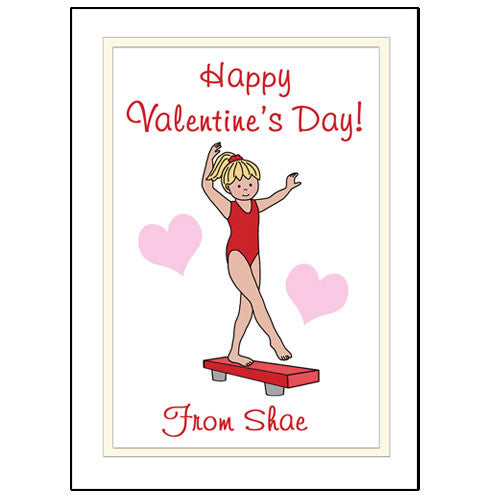 Gymnastics Valentines Cards - Beam