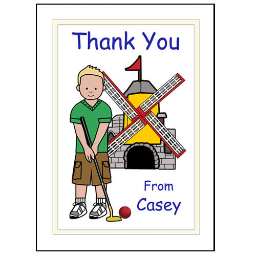 Mini Golf Thank You Note Cards (Design 2) - Boy