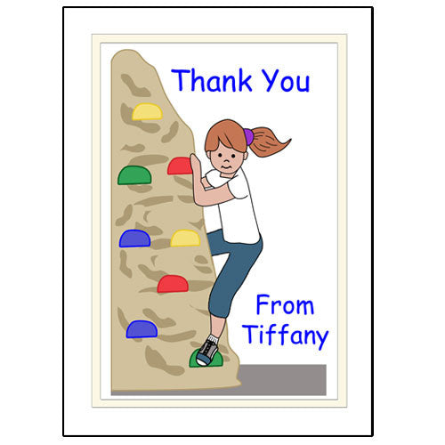 Rock Climbing Thank You Note Cards - Girl