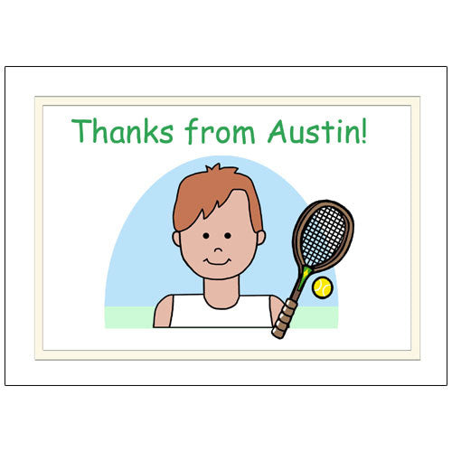 Tennis Kid Personalized Thank You Note Cards - Boy