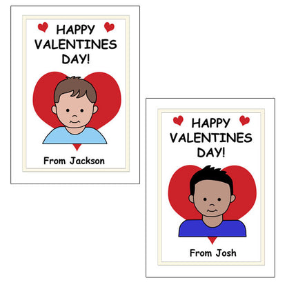 Cartoon Kid Personalized Valentines Cards - Boy