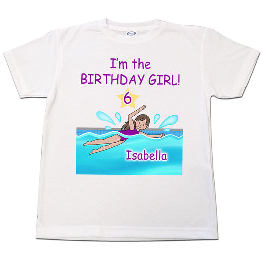 Swimming Girl Birthday T Shirt