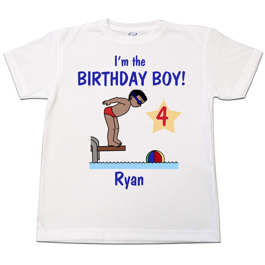 Pool or Swimming Personalized Birthday T Shirt - Boy