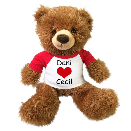 Personalized Valentine Teddy Bear - 14" Brown Tummy Bear