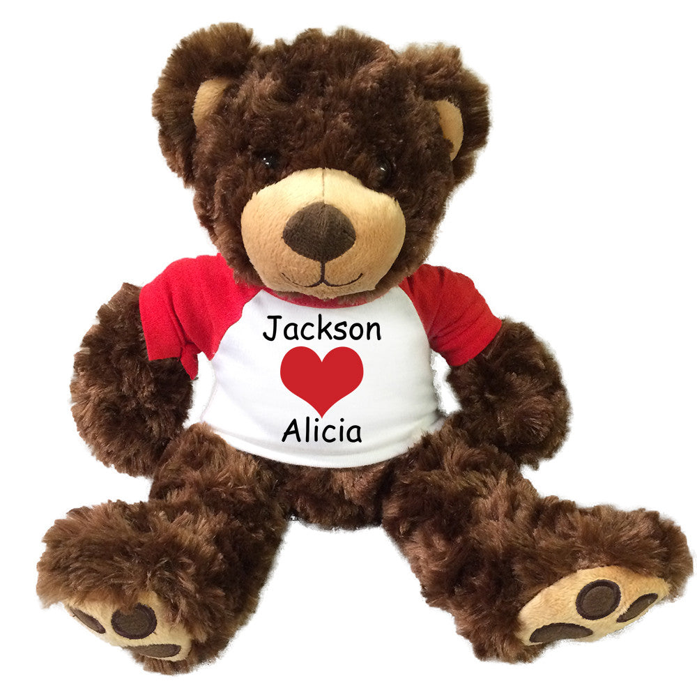 Personalized Valentine Teddy Bear - 13" Brown Vera Bear