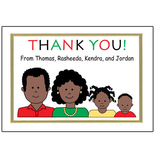 Cartoon Family Kwanzaa Thank You Note Cards